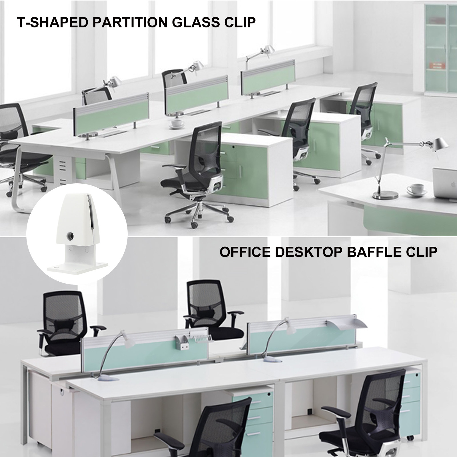 Partition Screen Divider - 2 buah Penjepit Pembatas Meja, Klip
