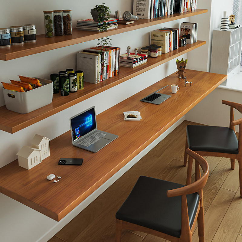 Meja Kayu Solid Nordik dengan  - Bookshelf ulasan dan harga